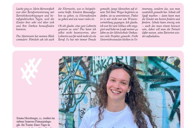 Lehramtsstudentin der Primarstufe im 20er Interview