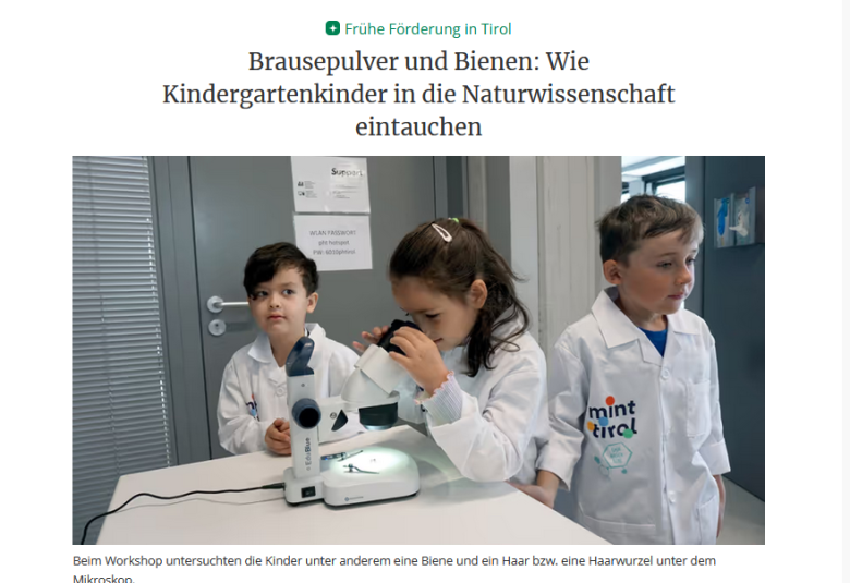 Die TT berichtet über ein MINT-Forschungsangebot für Kindergartenkinder im Chemielbaor der PH Tirol.
