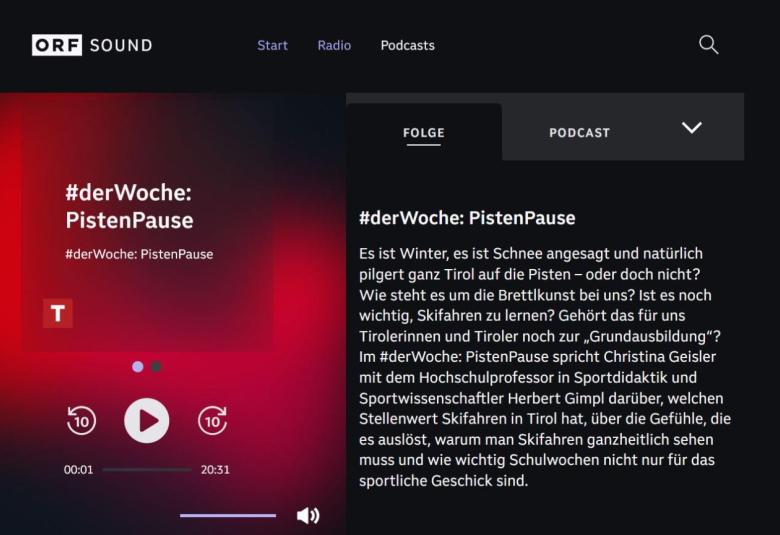 Herbert Gimpl im Gespräch mit ORF-Redakteurin Christina Geisler über das Skifahren