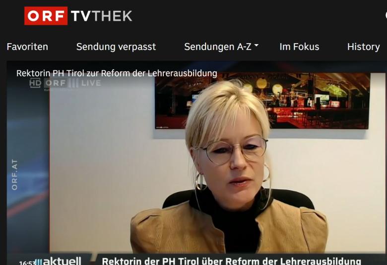 Rektorin Regine Mathies zur Reform der Lehramtsausbildung im ORF III Interview.
