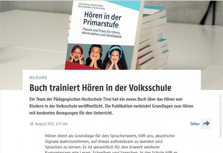 Die Neuerscheinung Hören in der Primarstufe im orf.tirol online