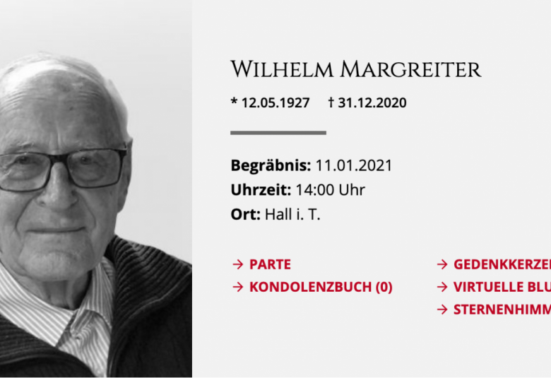 Abschied von Wilhelm Margreiter