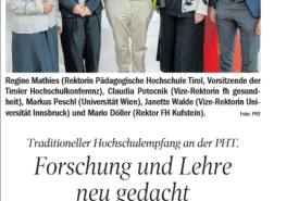 Rektorin Regine Mathies, Vorsitzende der Tiroler Hochschulkonferenz, begrüßte an der Pädagogischen Hochschule Tirol Vertreter:innen aller acht Tiroler Hochschulen zum alljährlichen Hochschulempfang.