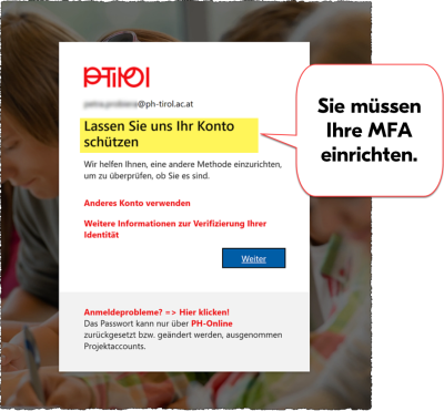 Erzwungene MFA Einrichtung